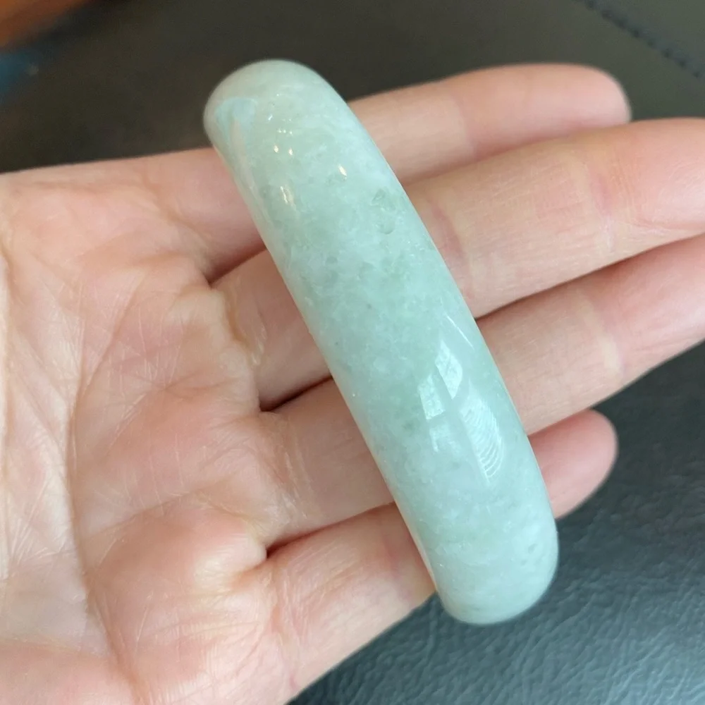 White Jade Bangle Bracelet 59mm Width 15mm - Picture 5 of 13